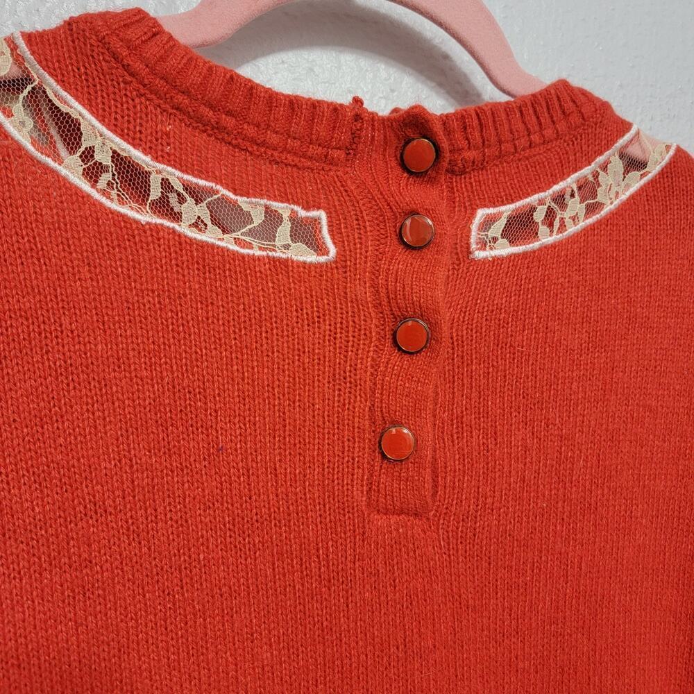 The Unbranded Brand The Knit Lace Blouse Red Size S Coquette - Picture 5 of 7